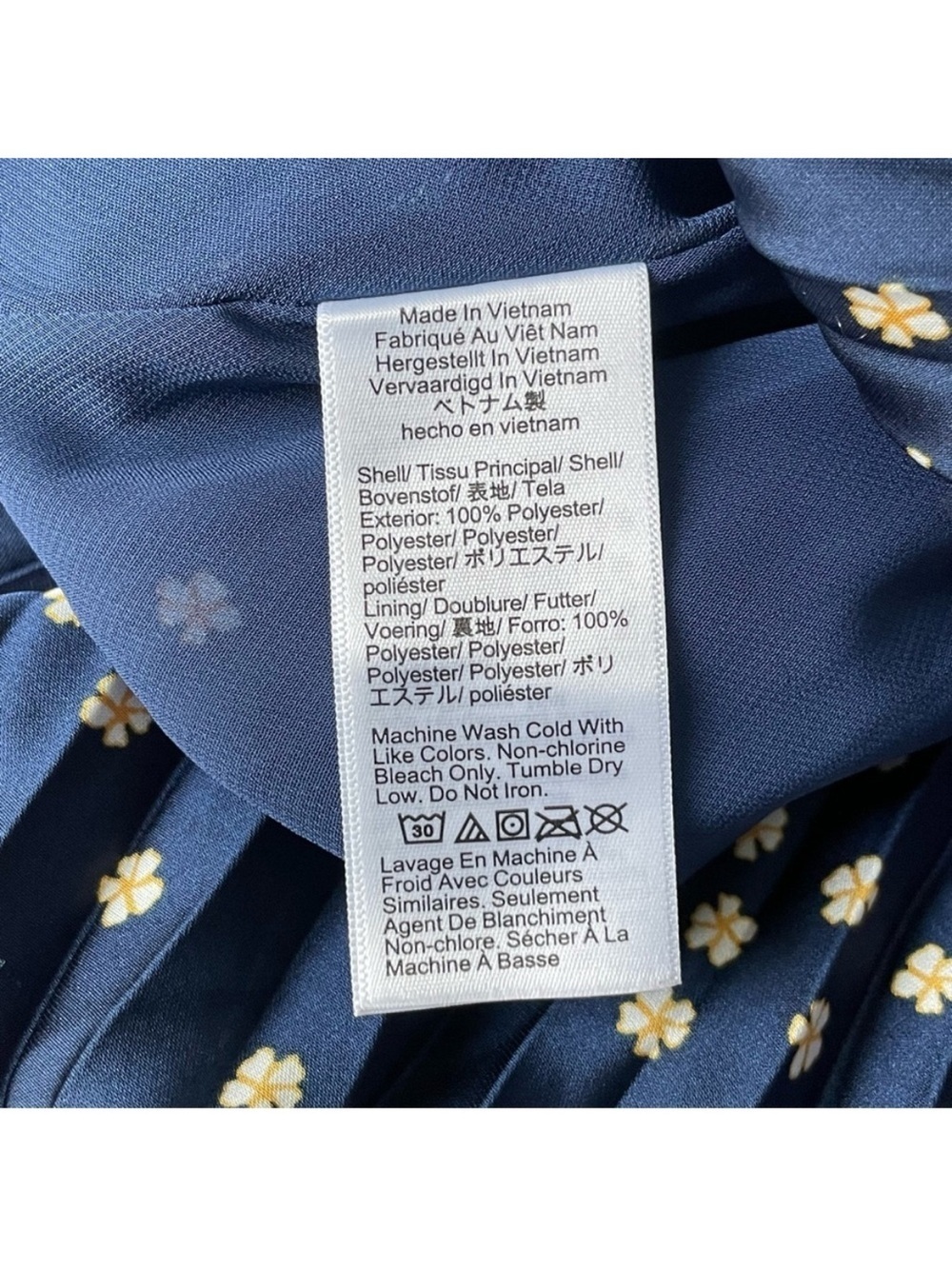 J. Crew Navy Blue Tiny Bloom Print Pleated Pull On Midi Skirt new size XL - Picture 6 of 9